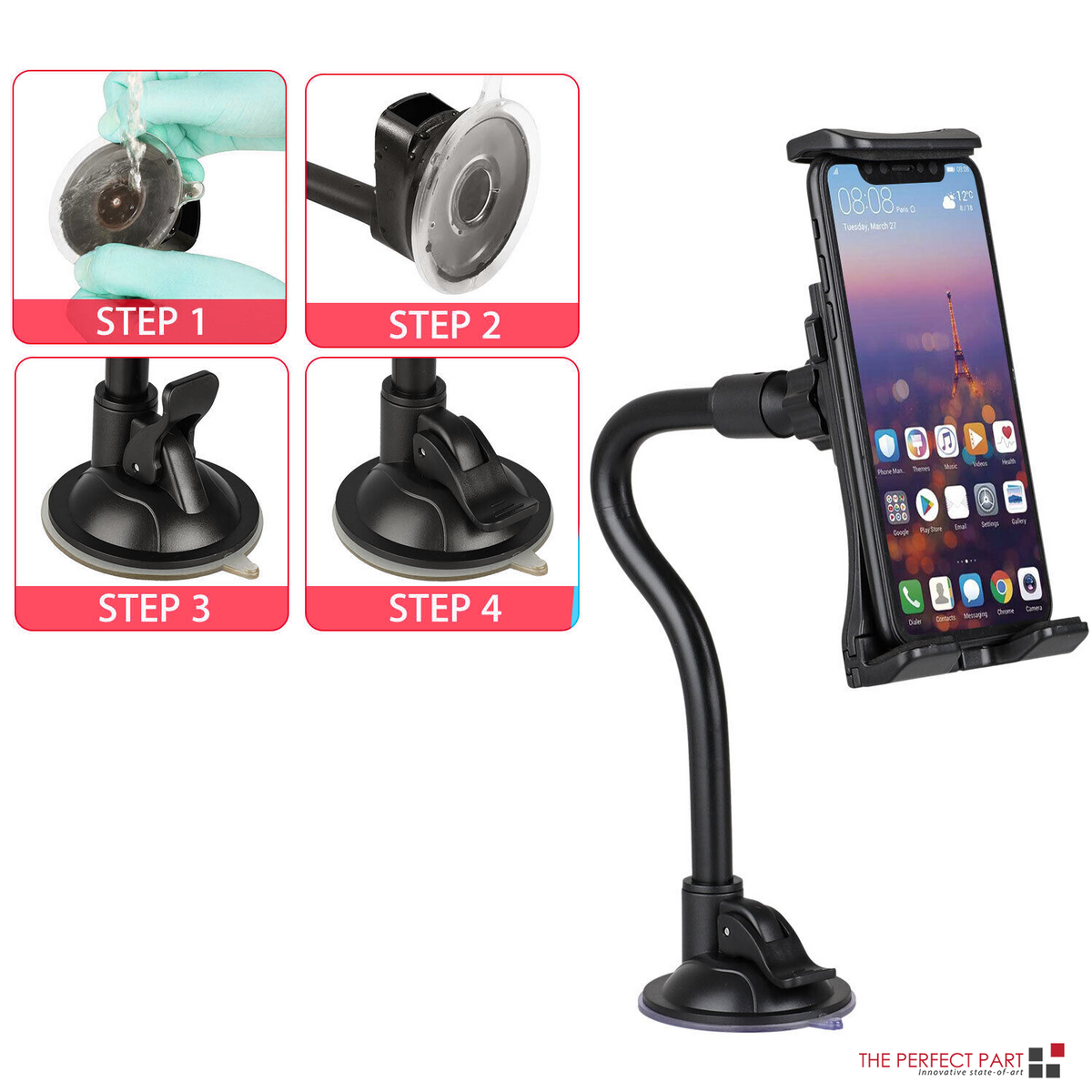 Soporte Universal de 360° para Parabrisas de Coche y Escritorio, para Teléfono Móvil, Tableta, iPad y GPS