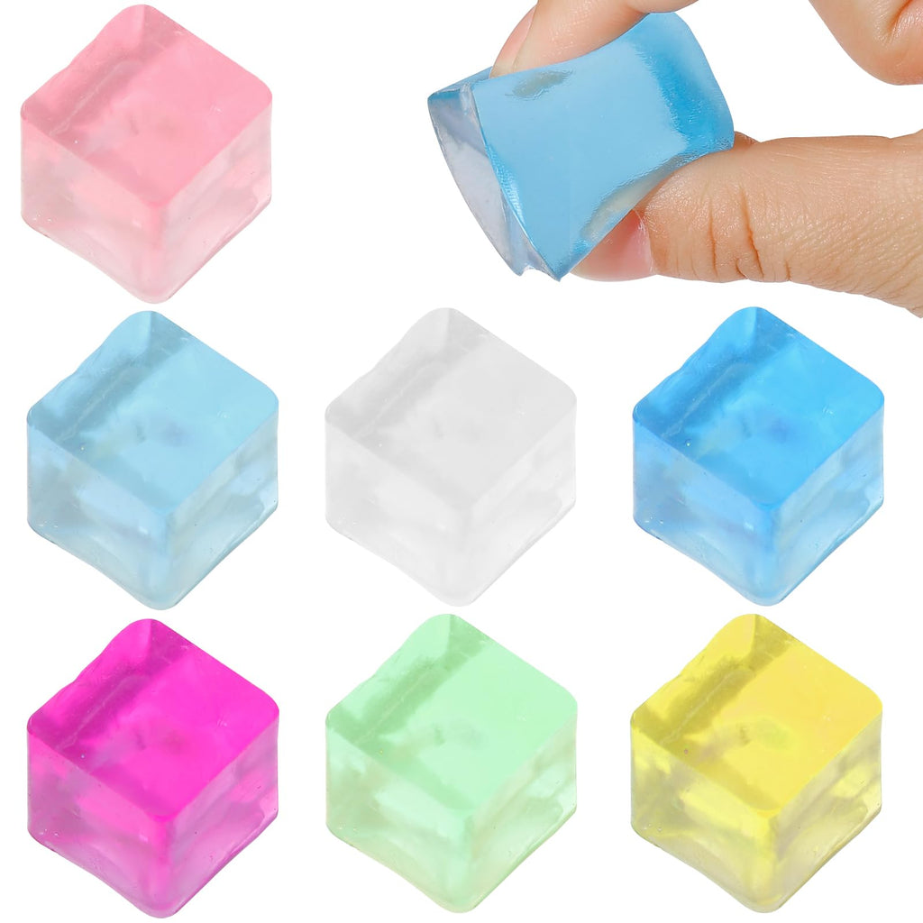 Juguetes Sensoriales de Cubitos de Hielo 24 Piezas Squishy Cube Fidget para Alivio del Estrés en Adultos y Niños, Terapia Manual Sensorial, Bolas Squishy, Juguetes para Premios de Clase