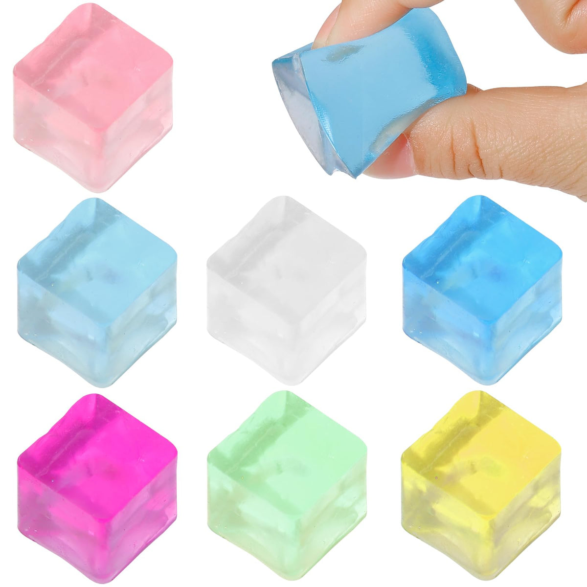 Juguetes Sensoriales de Cubitos de Hielo 24 Piezas Squishy Cube Fidget para Alivio del Estrés en Adultos y Niños, Terapia Manual Sensorial, Bolas Squishy, Juguetes para Premios de Clase